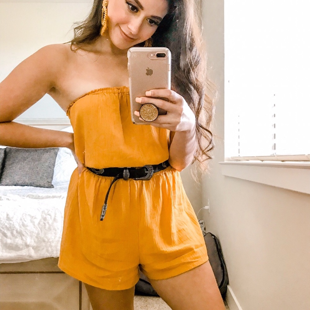 Yellow Strapless Romper